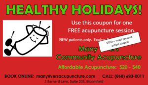 Healthy Holidays coupon at Many Rivers Community Acupuncture