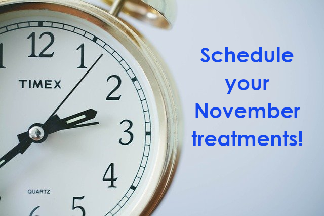 Our November schedule is OPEN! Expanded hours on Thursdays until 5 pm!