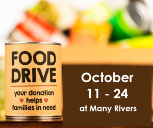 Donate food at Many Rivers in October