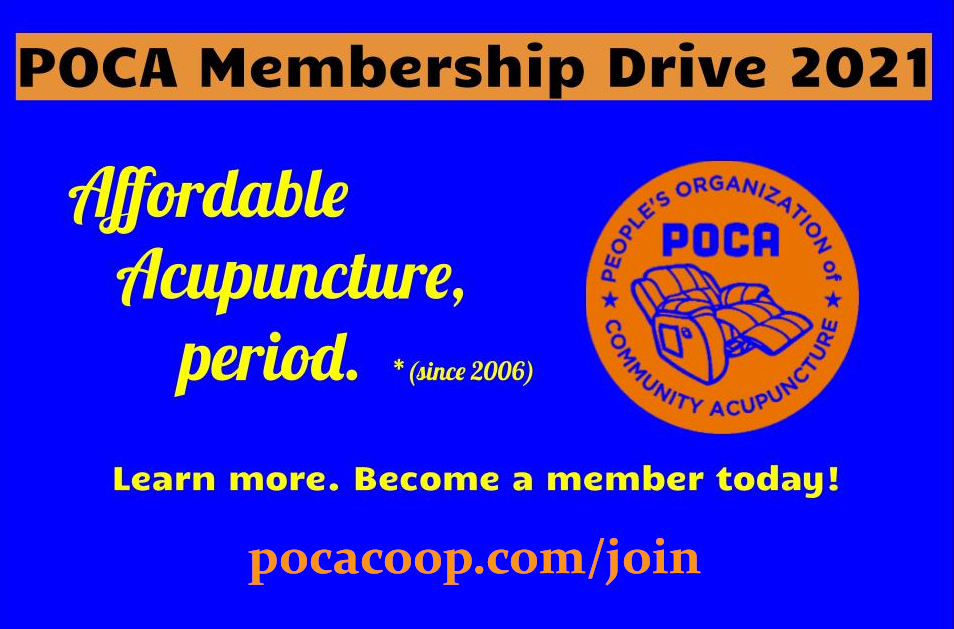 Become a POCA community member and receive $15 acupuncture treatments in November 2021