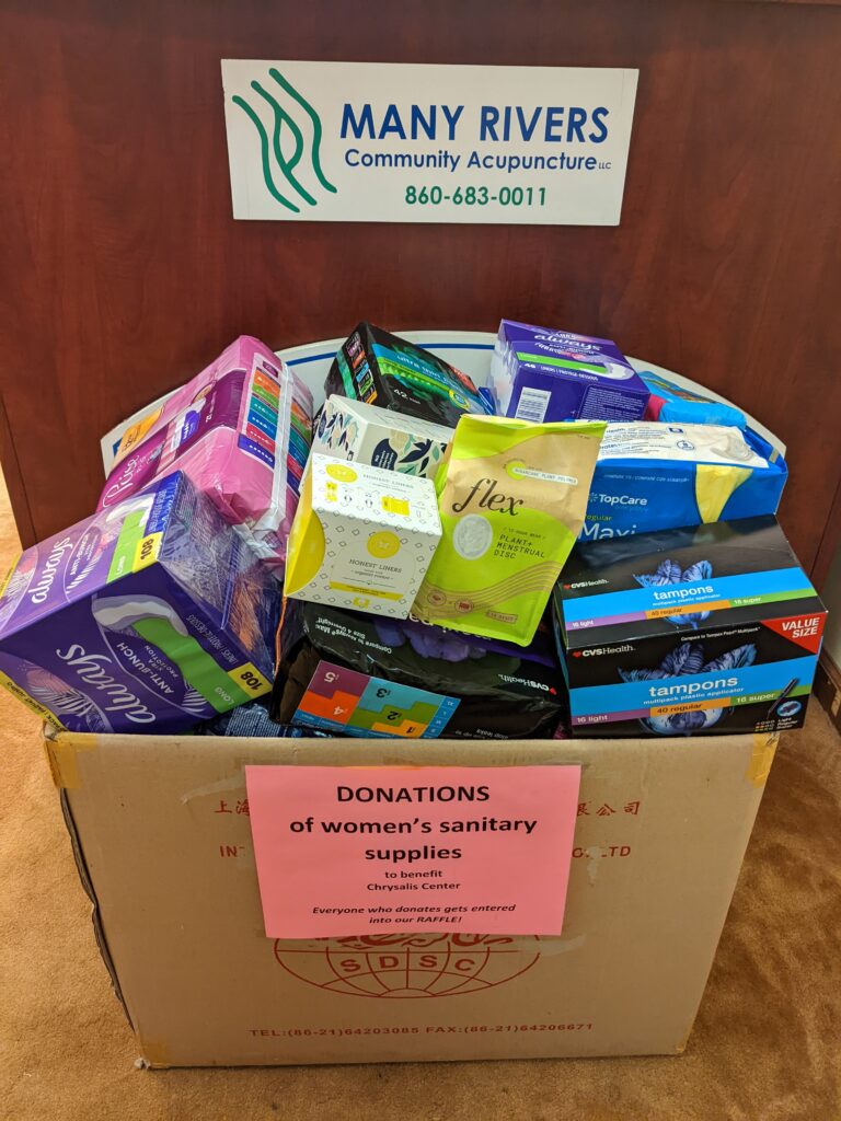 Donations of sanitary supplies for women in need