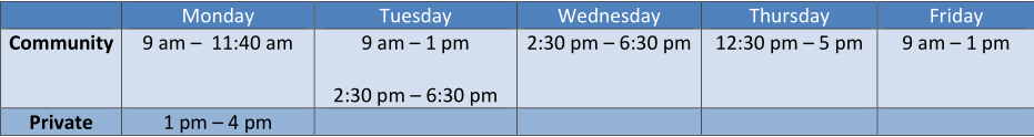Private + Community schedule